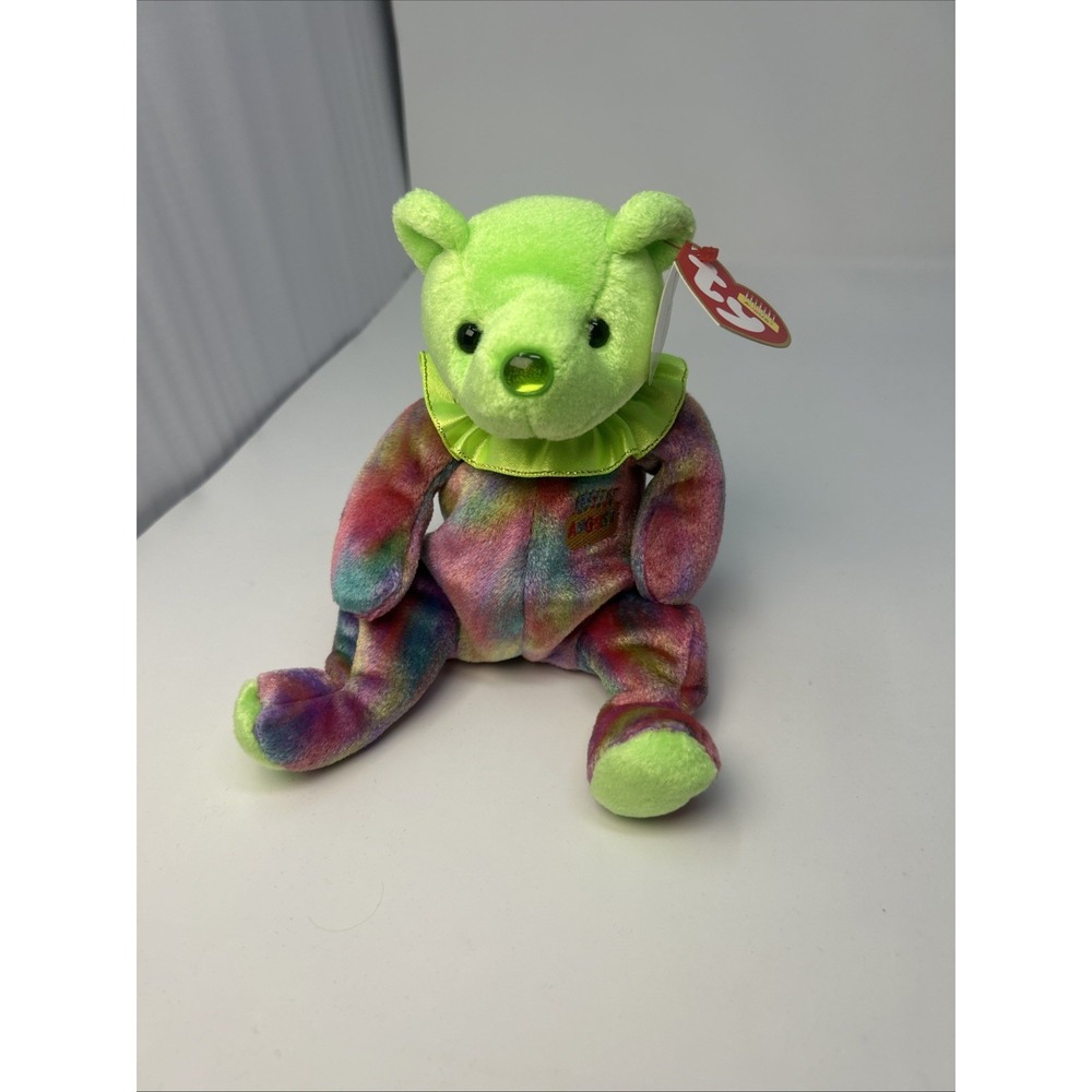TY Beanie Baby AUGUST the Birthday Bear (7.5 inch) With Tags Peridot Birthstone